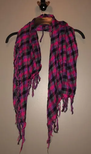 Bright Colored Print Shall Wrap Scarf Pink thumbnail 1