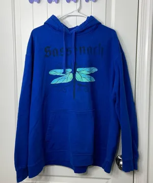 Port & Company women’s bright blue dragonfly Sassenach‎ pullover hood sweatshirt thumbnail 1