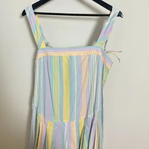 FREE PEOPLE Primavera Stripe Cotton Midi Dress in Pastel Combo Size Medium thumbnail 4