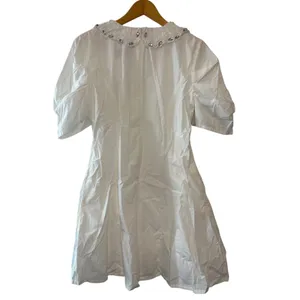 Anthropologie BHLDN Pearl Crystal Collar Puff Sleeve Ivory Mini Dress M‎ thumbnail 4