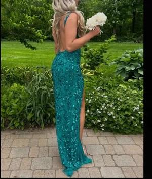Sherri Hill Prom Dress blue/green sequin. thumbnail 3