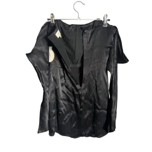 CAMILA COELHO Charlie Black Satin Off Shoulder Mini Dress Size XXS thumbnail 11