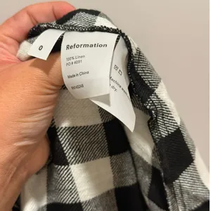 Reformation Hattie Off Shoulder Linen Midi Dress US 0 Gingham Europe Vacation‎ thumbnail 10