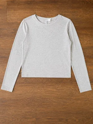H&M Divided Basics Gray Long Sleeve Cropped T-Shirt Women’s Size Small thumbnail 2