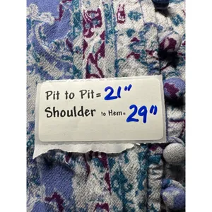 Free People Purple Paisley Bell Sleeve Blouse Ruffle Neck Button Front Top Med M thumbnail 2