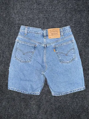 VTG 90s Levi’s 550 Relaxed Denim Shorts Orange Tab Distressed 26 (tag 28) Jorts thumbnail 2