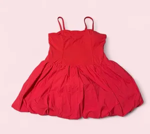 JoyLab Pink Spaghetti-Strap Bubble Mini Dress thumbnail 1
