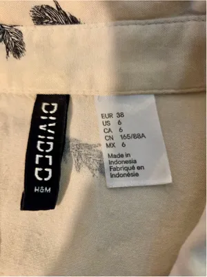 H&M Divided Women’s Sleeveless Button-Down Feather Print Blouse Cream Size 6 W-2 thumbnail 3
