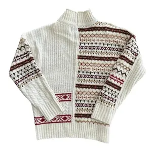 American Eagle Holiday Sweater Women’s Size Medium Mock Neck Cable Knit thumbnail 7