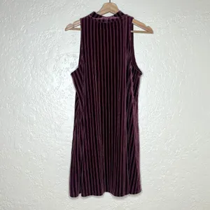 Mudd Velvet Swing Dress Y2K Mod Mock Neck Sleeveless‎ Striped Juniors XL thumbnail 3