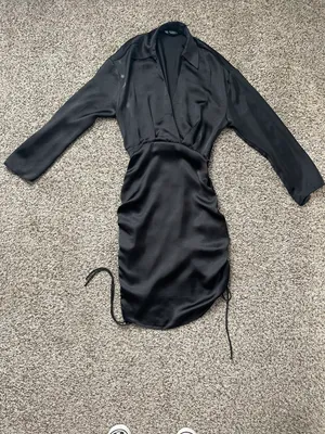 Zara Black Satin Effect Mini Dress thumbnail 2