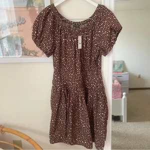J. Crew Drop-waist cotton poplin mini dress in mocha floral Size 10 New thumbnail 6