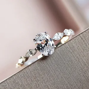 NEW Women's 2Ct Oval Simulated Diamond 14k‎ White Gold Plated Ring Size 7 thumbnail 10
