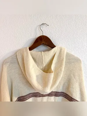 Free People Womens Sweater Beach Day Off Knit Hoodie Size Medium thumbnail 5