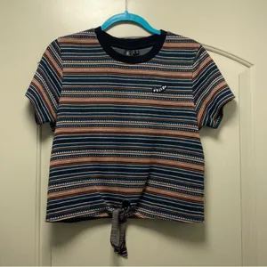 Volcom striped short sleeve center tie crew neck top thumbnail 2