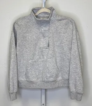 Hippie Rose Heather Gray Quarter Snap Mock Neck Sweatshirt‎ Medium Athleisure thumbnail 1
