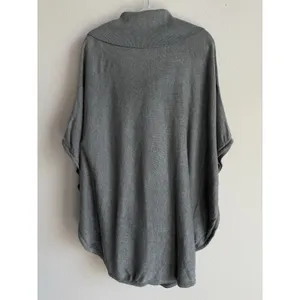 White House Black Market Women Size M Gray Cowl Neck Kangaroo Pocket Poncho Boho thumbnail 2