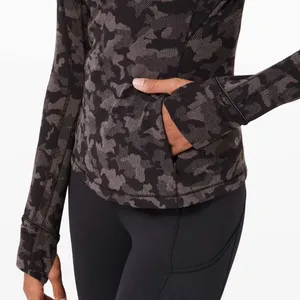 Lululemon Run Briskly 1/2 Zip Long Sleeve Shirt Camo Black Lunar Rock Size 6 thumbnail 11