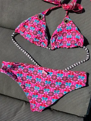 Maaji Pink Reversible Tie Strap Bikini M thumbnail 10