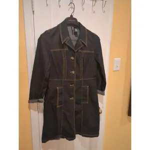 BISOU BISOU Women Large Button Front Denim Jacket Dress Size L thumbnail 2