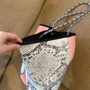 Pink/ Snakskin Neoprene Tote bag thumbnail 2