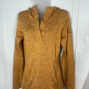 Columbia Darling Days Womens Pullover Light Orange 1/4 Button Size Small EUC Brown thumbnail 3