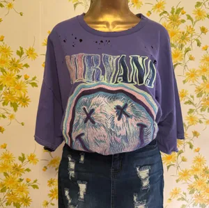 Nirvana NWT oversized distressed short sleeve graphic T shirt dress size L/XL thumbnail 6