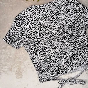 Brandy Melville Black and White Dotted Wrap Top thumbnail 7