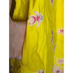 FLOE Yellow Embroidered Boho Dress Medium Festival Sundress Cotton Floral thumbnail 5
