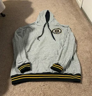 Mitchell & Ness Boston Bruins, gray Hoodie with Black and Yellow Details thumbnail 1