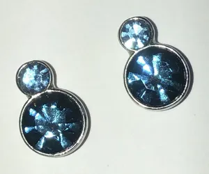 Elegant Silver Tone Blue Rhinestone Dainty Boho Earrings thumbnail 1