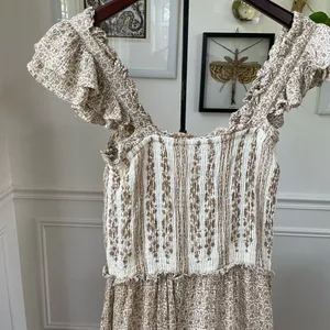 Sim & Sam Smocked Top Jumpsuit Natural Ivory Calico S thumbnail 8