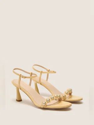 Tuckernuck Ava Heels Open Toe Ankle Strap Sandals Light Butter Yellow 6.5 $275 thumbnail 2