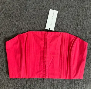 Alina Liu x Lisa Says Gah Red Strapless Corset Top size S NWT Cotton with Boning thumbnail 1