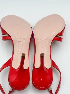 Kate Spade Red & Pink Patent Leather Suede Strappy High Heel Sandals Size 7 thumbnail 7