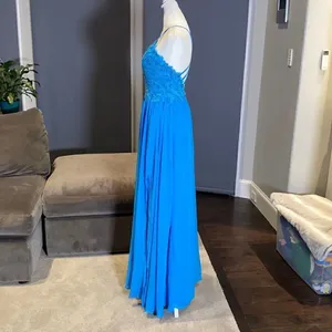 Women’s Blue Prom Party Dress Full Length with Leg Slit 4 **READ DESCRIPTION thumbnail 3