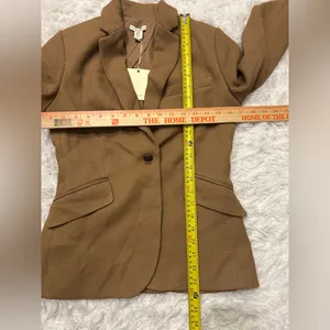 Mercer & Madison tan waffle knit fitted blazer suit jacket NWT woman’s XS thumbnail 7