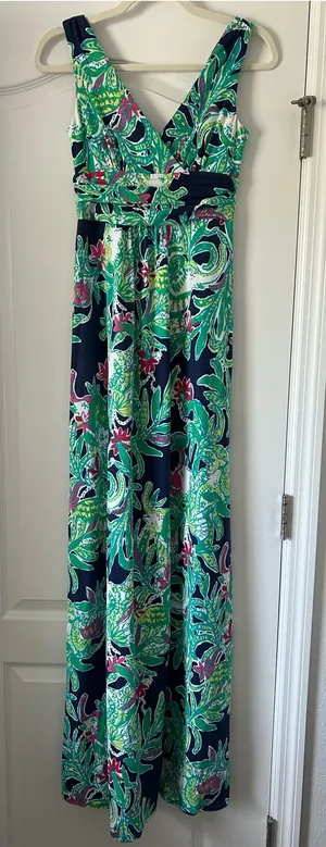 Lilly Pulitzer Sloane Sleeveless V-Neck Maxi Dress Bright Navy Trunk Show thumbnail 1