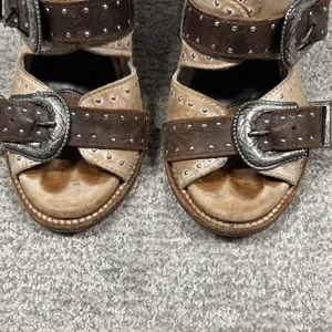 Freebird Steven Violet Studded Sandals Womens 8 Distressed Brown Western Booties thumbnail 5