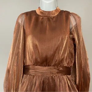 NWT‎ Lulus Dress Ideal Behavior Bronze Metallic Backless Tiered Mini Dress Small thumbnail 8