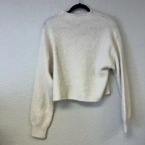 Marine Layer Suri Alpaca Mock Neck Pullover Eyelash Sweater in Cream Small thumbnail 3