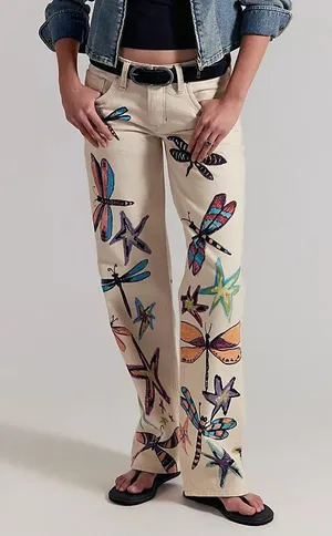 Free People We The Free Tennessee Low-Rise Illusions Jeans in Dragonfly NWT thumbnail 1
