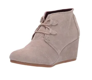 Toms Kala Desert Wedge Bootie Size 7.5 Suede Taupe Lace Up Boot thumbnail 1