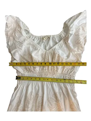Marie Oliver Emilia White & Beige Floral Fit-and-Flare Dress Size Medium thumbnail 14