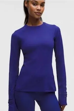 lululemon athletica Long Sleeve Crewneck Top in Royal Purple thumbnail 1