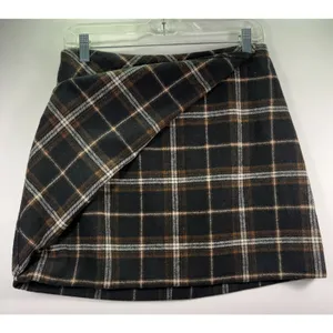Hollister Women Black Plaid Stretch‎ Waist Ultra Hi-Rise Lined Skirt Size Medium thumbnail 5