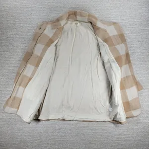 Marine Layer Wool Blend Coat Womens Med Beige Tan Plaid Check Pattern thumbnail 12