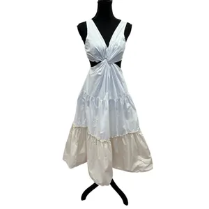 Endless Rose Cottage Midi Dress SMALL Cut Out Waist Ruffle Cotton Designer $110 thumbnail 6