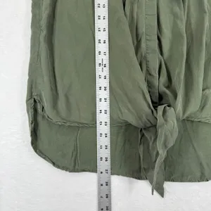 Maeve Anthropologie Olive‎ Green Tencel Tie Front Button Down Blouse Small thumbnail 4