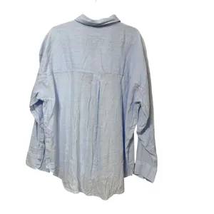 American Eagle Light Blue Textured Stripe Oversized Button Down Shirt XL 6246 thumbnail 2